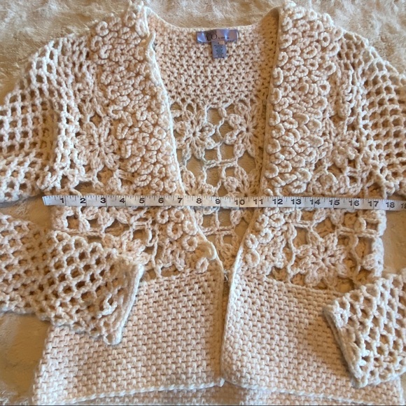 Nine & Co Vtg Beige Small Crochet Granny Knit - Picture 5 of 6